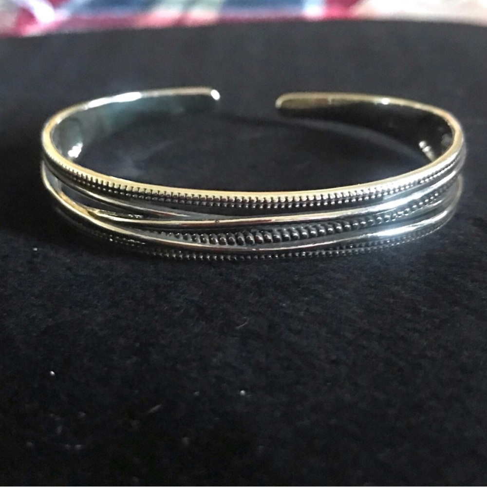 Sterling Silver Beaded Open Cuff Bracelet